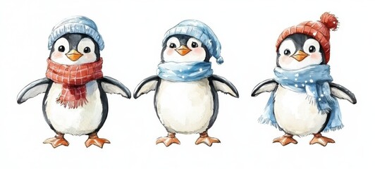 Naklejka premium Lovely winter-themed design featuring a cozy penguin.