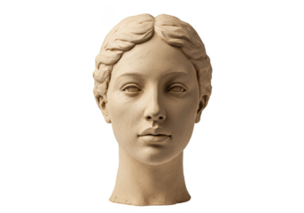 Sculpture Portrait of Woman Head Isolated on Transparent Background