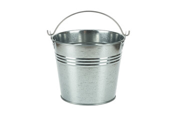 Shiny Metal Bucket Isolated Container Silver Pail Utensil Transparent