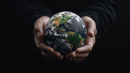 Hands Holding Earth Globe  Environmental Protection Concept