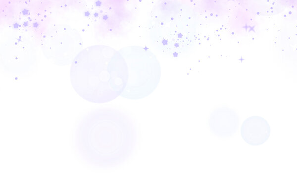 Purple Light With Bokeh Stars. Abstract Light Blurred Soft Romantic Transparent Background