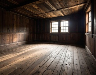 Empty wooden room with sunlight (1)