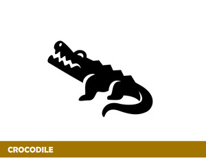 simple crocodile reptile art logo icon symbol design template illustration inspiration