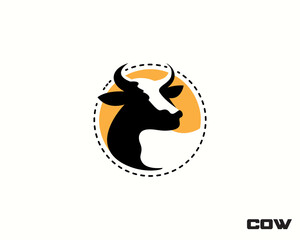 circle cow bull profile style logo icon symbol design template illustration inspiration