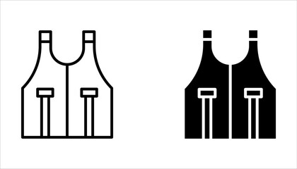 Life vest line icon set, silhouette. Life jacket icons, silhouette, vector.  Safety vest icons, vector illustration on white background.