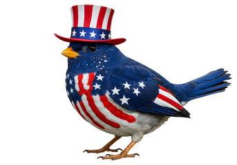 Patriotic Bird with American Flag Hat Stars and Stripes Illustration