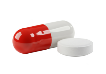 Pill Tablet Capsule Medicine Healthcare Red and White on Transparent