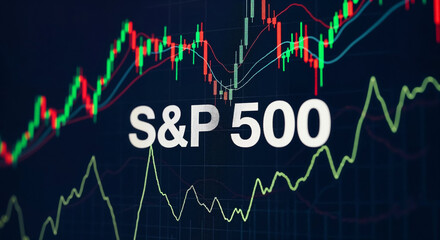 S&p 500 index showing growing trend on monitor display