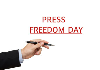 Press Freedom Day Text with Hand Writing Isolated Background