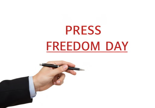 Press Freedom Day Text with Hand Writing Isolated Background