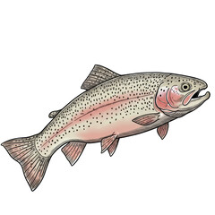 Rainbow Trout Illustration Transparent Background Aquatic Wildlife Fish