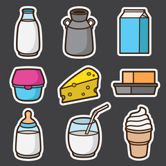 set of milk product good for sticker, icon, badge, element design, print design, etc