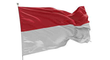 Indonesia Flag Waving with Indonesian National Colors on Transparent