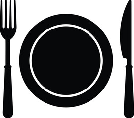 Classic table setting - Single dinner plate with cutlery, EPS JPEG PNG