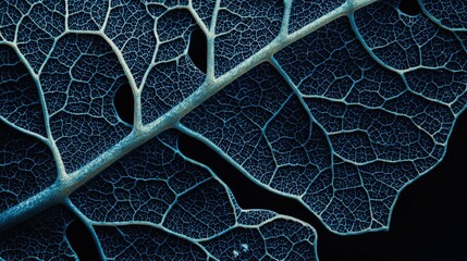Intricate network of veins in a leaf.