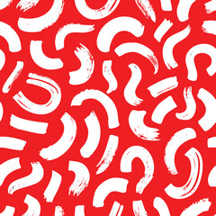 Abstract Red and White Brush Stroke Seamless Pattern