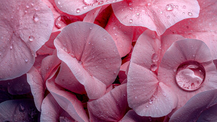 Petal serenity in a glistening water droplet dance