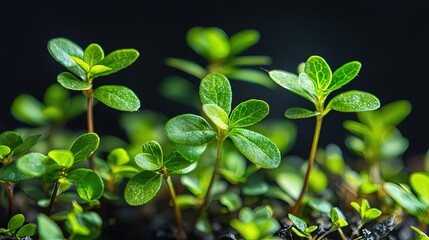 Close-up view of vibrant green seedlings.