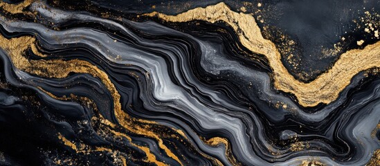 Opulent fluid art texture with gold accents and marble-like striations