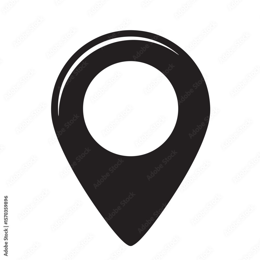Poster simple black location marker symbol for navigation and point of interest on white background