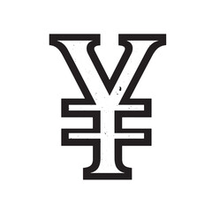 Obraz premium Vintage art illustration of yen currency symbol on a white background