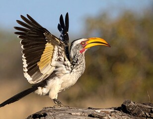 Hornbill in flight posture