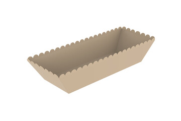Kraft Paper Food Tray Mockup Isolated On White Background. 3d illustration