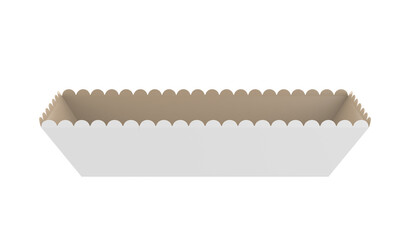 Kraft Paper Food Tray Mockup Isolated On White Background. 3d illustration