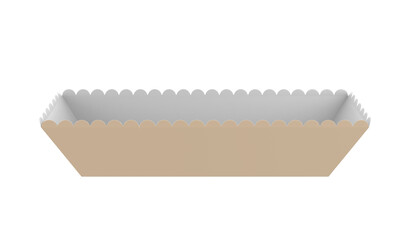 Kraft Paper Food Tray Mockup Isolated On White Background. 3d illustration