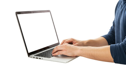 Typing on Laptop Hands on Keyboard Portable Device Transparent