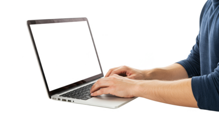 Typing on Laptop Hands on Keyboard Portable Device Transparent