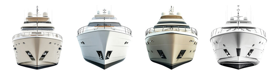 Stylish Luxury Yachts in Various Designs Isolated on White Background, PNG bundle collection, Isolated on Transparent Background