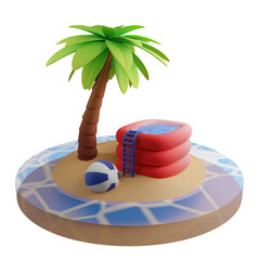 Beach with pool and palm tree