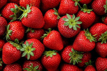 Vibrant pile of fresh juicy strawberries