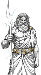 Zeus Greek God Poseidon Statue White Beard Mythology Illustration