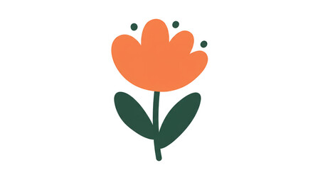 Orange Floral Illustration Transparent Background, Vector Nature Plant Spring