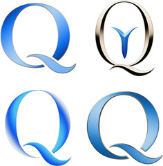 Obraz premium Q 文字 アルファベット 青