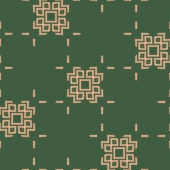Seamless gold cross geometric pattern design in green background