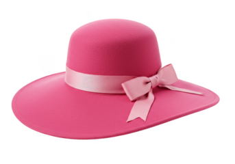 Pink Hat with Ribbon Elegant Glamour Accessory on Transparent Background
