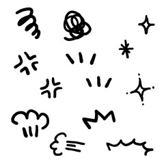 いろいろな表情の手描き線画イラストセット