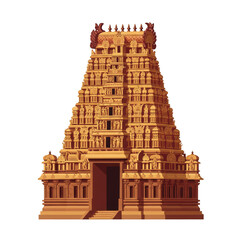 Pixel Art Ancient Indian Temple Transparent Background Architecture