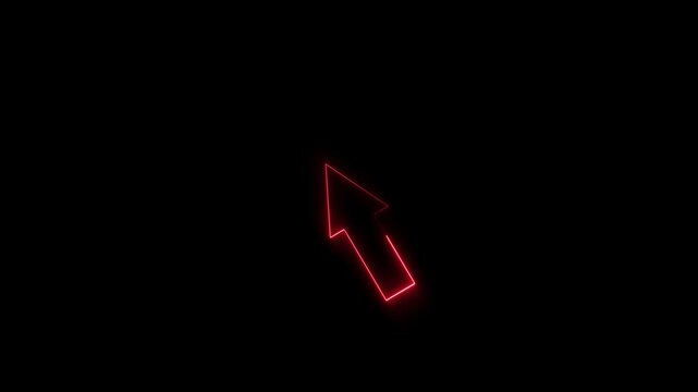 Glowing directional arrow loop HD animation. neon lighting red direction arrow. neon bouncing  arrow icon. animated neon line swipe  arrow.  signal icon. neon arrow black background.