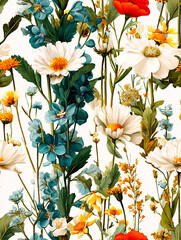 Vintage wild flowers pattern design