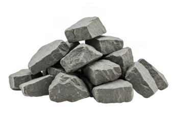 Pile of Gray Rocks Stacked Minerals Transparent Background Isolated