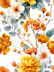 Seamless vintage summer flowers pattern