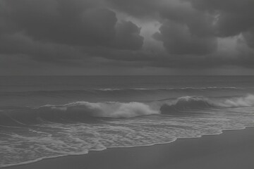 Dramatic Ocean Scene Beneath Ominous Storm Clouds and Moody Skies.