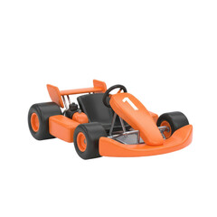Fototapeta premium Orange Go-kart Car With Black Wheels and Racing Number One in Studio Setting