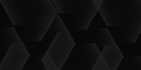 Abstract dark black Geometric banner hexagon design background.