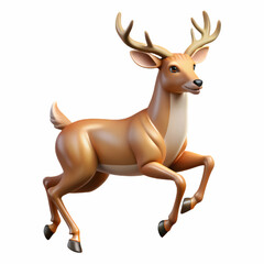 Fototapeta premium Cartoon deer in running pose isolated on transparent background