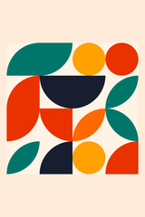 Geometric Bauhaus Posters with Abstract Patterns Vector Mosaic Modern Backgrounds Scandinavian or Swiss Bauhaus Color Art and Shapes Patterns Wall Art Decor Design Vector